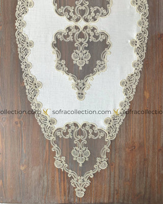 Vintage Design Decorative Cover Sets - 5 Pieces - Off White Fabric and Cream Lace