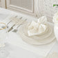 طقم مفارش سفرة كامل مزين بدانتيل اوف وايت - موديل فينتاج  – ٣٨ قطعة – ١٢ شخص - قماش كتان مقاوم للبقع