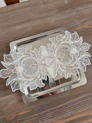 Taj Mahal Twisted Lace Design Tray and Serving Covers - 12 Pieces