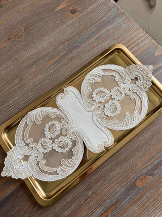 Sweety Twisted Lace Design Tray and Serving Covers - 12 Pieces