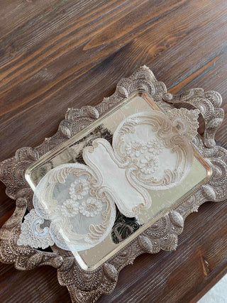 Sweety Twisted Lace Design Tray and Serving Covers - 12 Pieces